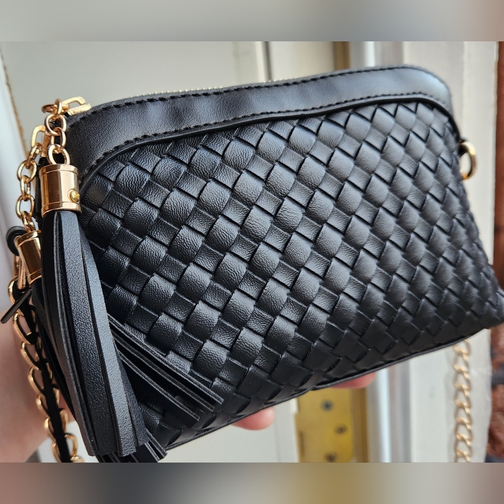 Black Purse with Gold Chain Strap